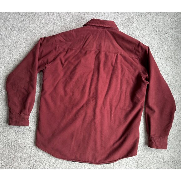 L.L.Bean Mens Vtg Size Large Maroon Lined Shirt Snap Jacket Medium - Picture 13 of 16